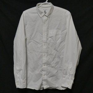 OLD NAVY | Slim Fit | large | 100% Cotton | Textured White Button-Up Dress Shirt